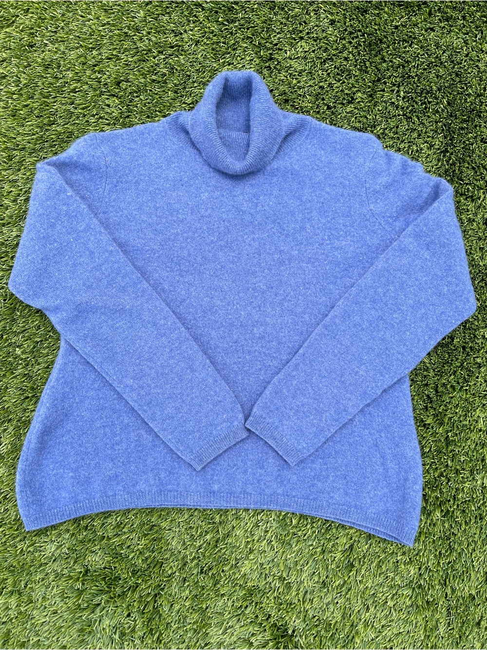 Charter Club Heathered Blue Cashmere Turtleneck Sweater